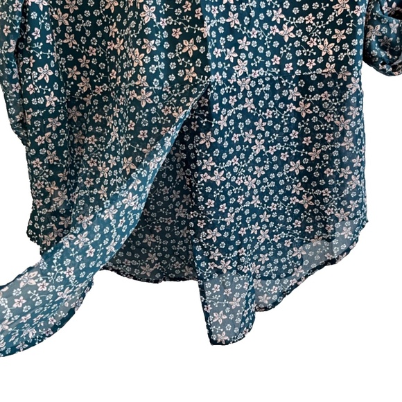 Candie's Parisian Ditsy Floral Adjustable Sleeves Button Up Split Hem Tunic XL - Picture 13 of 16